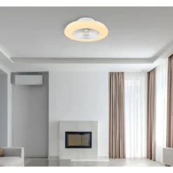 Ventilatore da Soffitto con Luce in Metallo Bianco 50 cm Telecomando