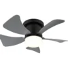 Ventilatore da Soffitto con Luce LED CCT Regolabile Nero 5 Pale Grigio