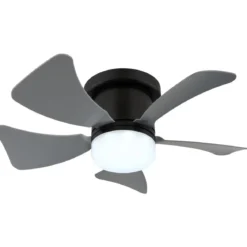Ventilatore da Soffitto con Luce LED CCT Regolabile Nero 5 Pale Grigio