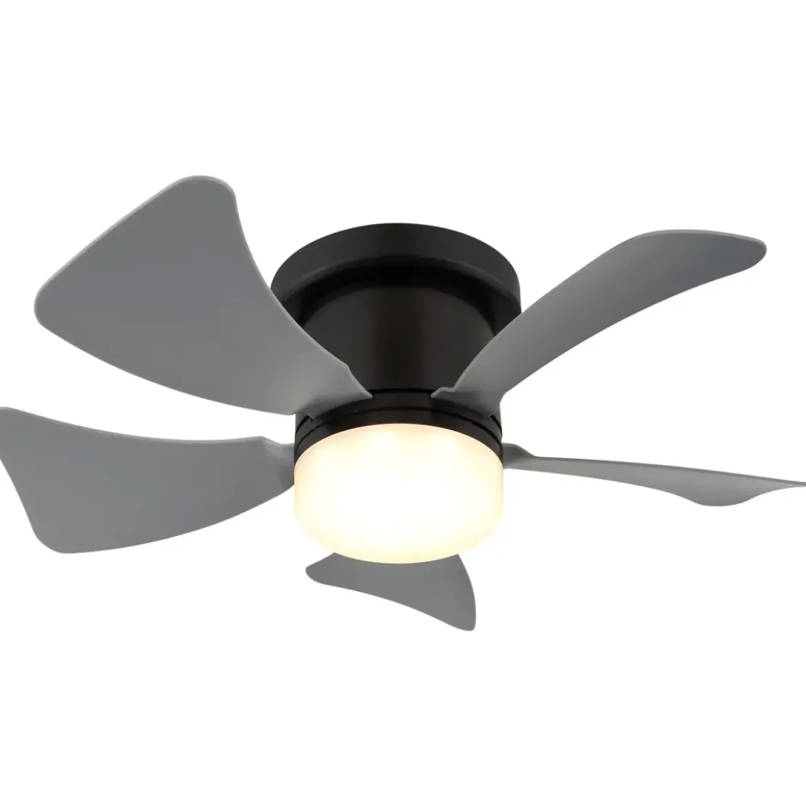 Ventilatore da Soffitto con Luce LED CCT Regolabile Nero 5 Pale Grigio