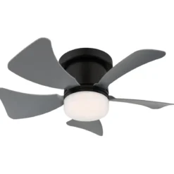 Ventilatore da Soffitto con Luce LED CCT Regolabile Nero 5 Pale Grigio
