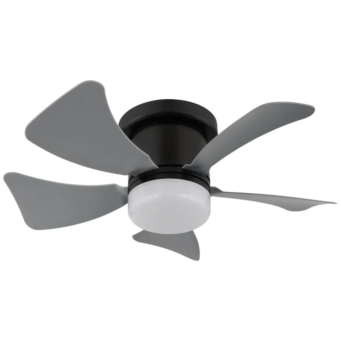 Ventilatore da Soffitto con Luce LED CCT Regolabile Nero 5 Pale Grigio
