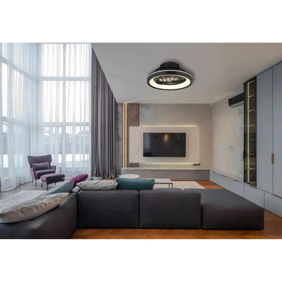 Ventilatore da Soffitto con Luce Nero LED RGB Dimmerabile Telecomando