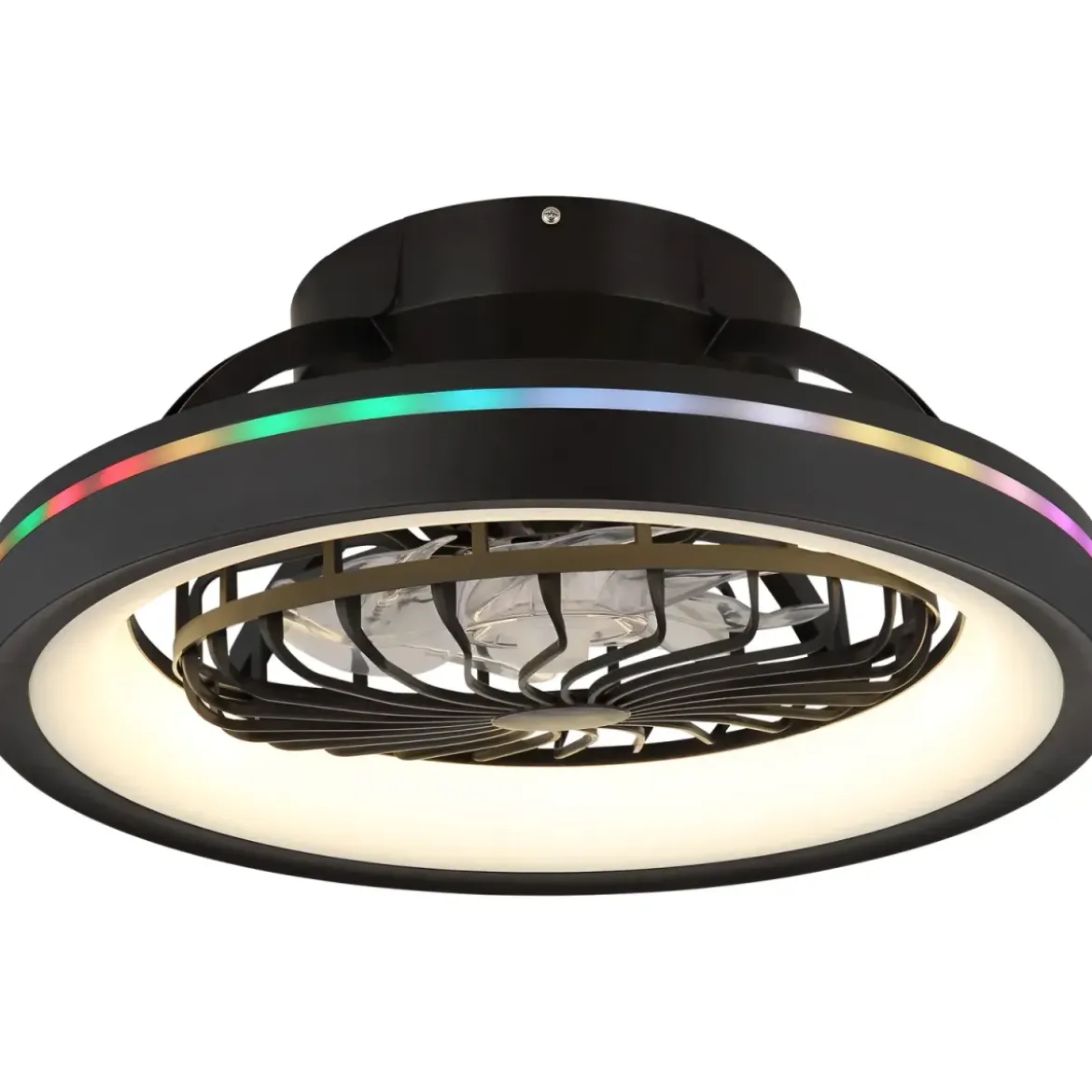 Ventilatore da Soffitto con Luce Nero LED RGB Dimmerabile Telecomando