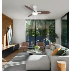 Ventilatore da Soffitto con Luce LED Bianco 3 Pale in Legno con Timer