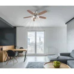 Ventilatore da Soffitto con 5 Luci 5 Pale Reversibili Faggio Grafite