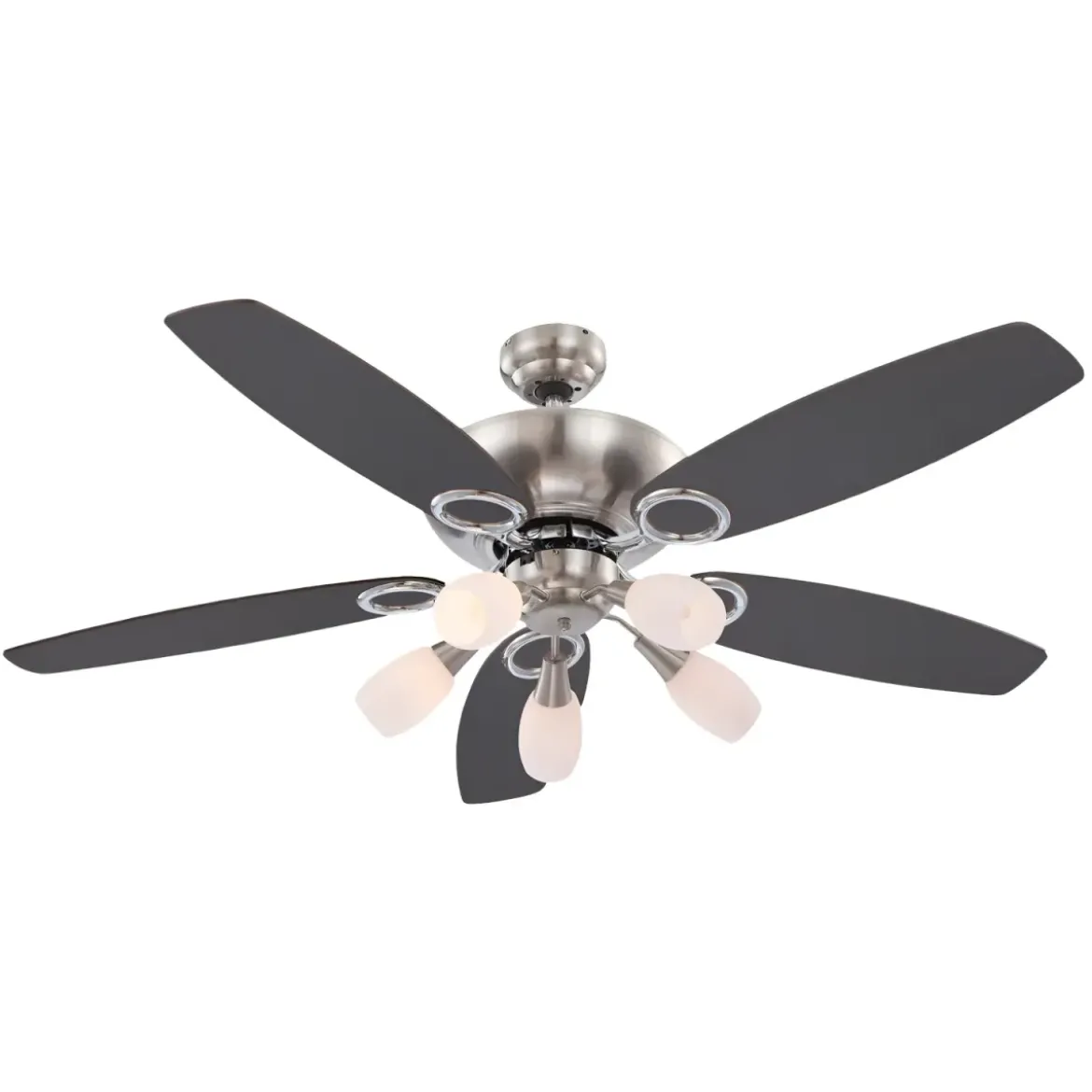 Ventilatore da Soffitto con 5 Luci 5 Pale Reversibili Faggio Grafite