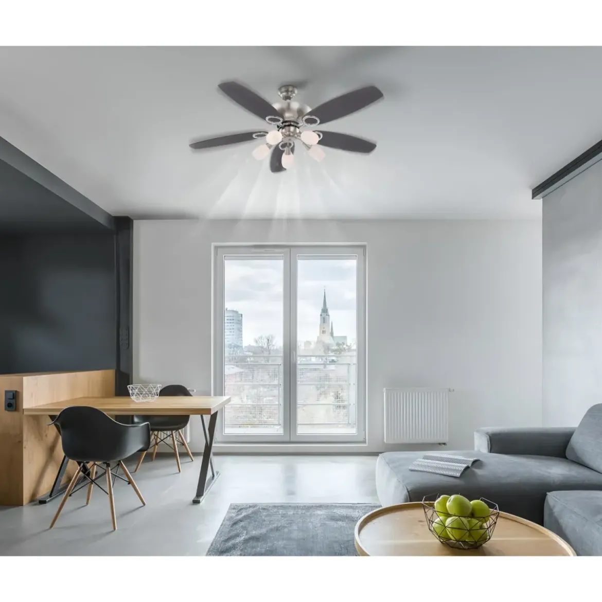 Ventilatore da Soffitto con 5 Luci 5 Pale Reversibili Faggio Grafite