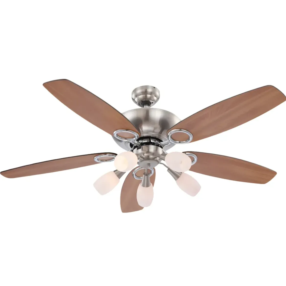Ventilatore da Soffitto con 5 Luci 5 Pale Reversibili Faggio Grafite