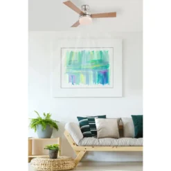 Ventilatore da Soffitto con Luce 3 Pale Reversibili Faggio Argento