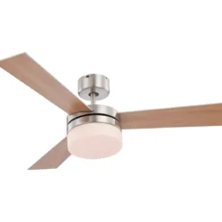 Ventilatore da Soffitto con Luce 3 Pale Reversibili Faggio Argento