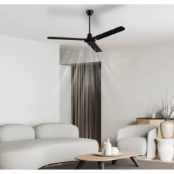 Ventilatore da Soffitto con Luce 142 cm 3 Pale Metallo Nero 3 Velocità