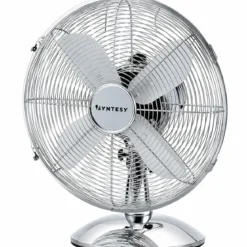 Ventilatore da Tavolo Cromato 60W 3 Velocità Inclinazione Regolabile