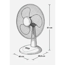 Ventilatore da Tavolo 45W con 3 Velocità Oscillante Inclinazione Regolabile