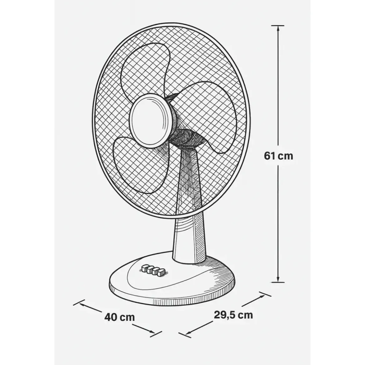 Ventilatore da Tavolo 45W con 3 Velocità Oscillante Inclinazione Regolabile