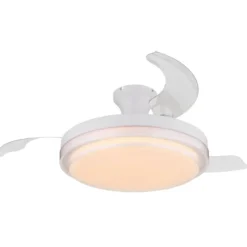 Ventilatore Soffitto con Luce Bianco 106 cm LED CCT Pale Richiudibili