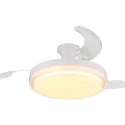Ventilatore Soffitto con Luce Bianco 106 cm LED CCT Pale Richiudibili