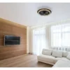 Ventilatore Soffitto con Luce Dimmerabile Nero Effetto Legno Telecomando