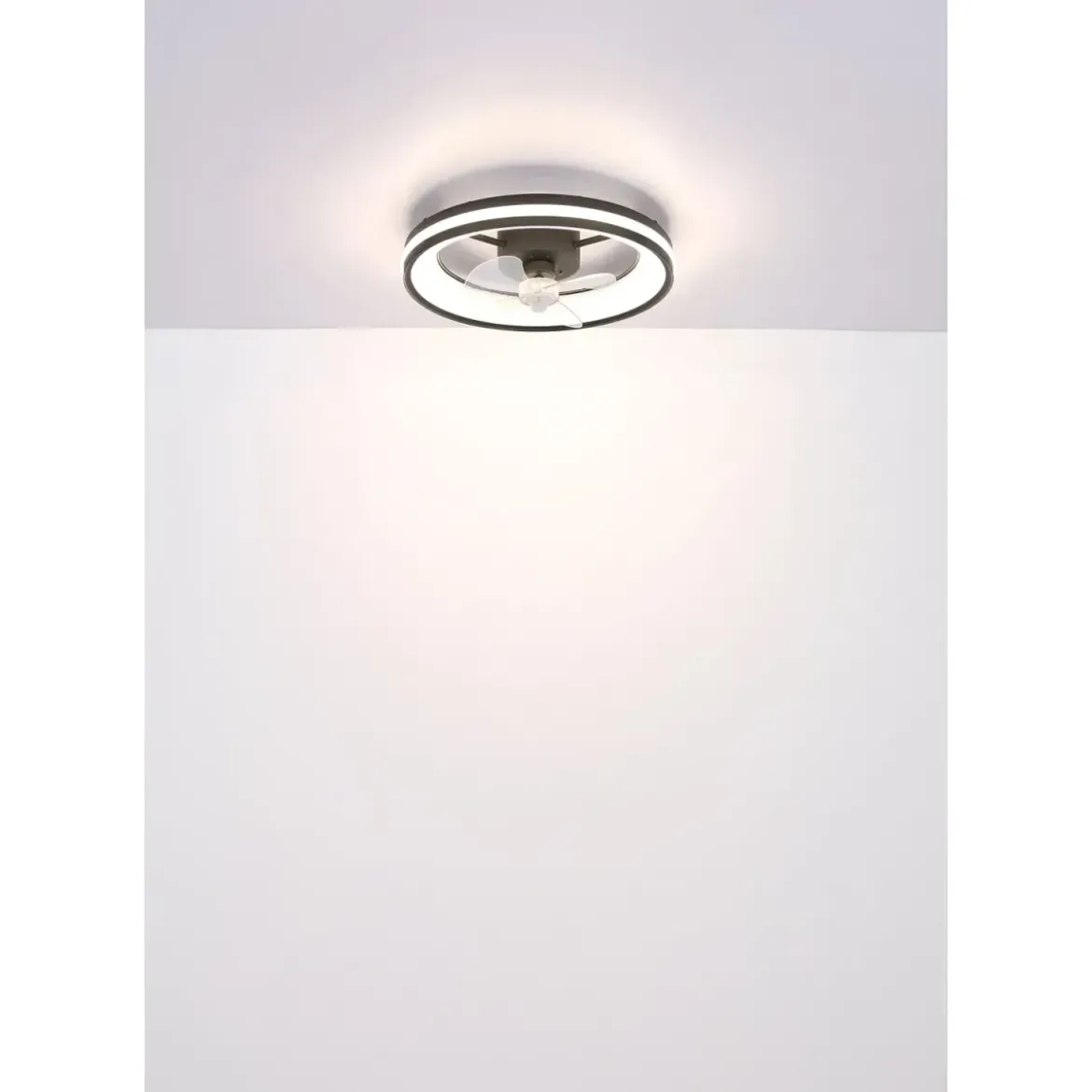 Ventilatore Soffitto con Luce LED Dimmerabile Nero 3 Pale Trasparenti