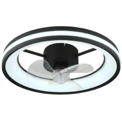 Ventilatore Soffitto con Luce LED Dimmerabile Nero 3 Pale Trasparenti