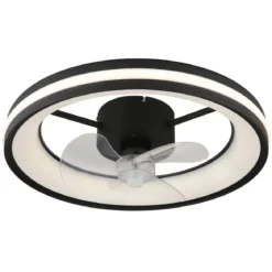 Ventilatore Soffitto con Luce LED Dimmerabile Nero 3 Pale Trasparenti