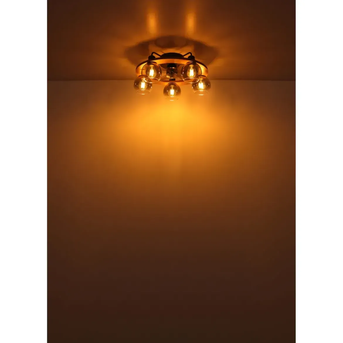 Ventilatore Soffitto con Luce 5 Bracci E27 3 Pale Nero Effetto Legno