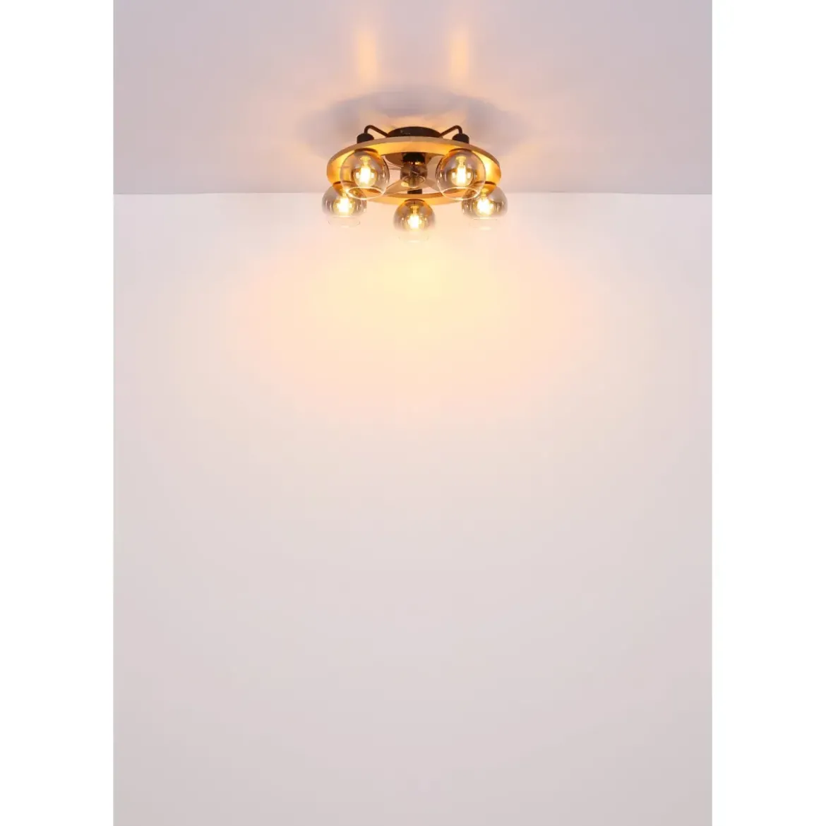 Ventilatore Soffitto con Luce 5 Bracci E27 3 Pale Nero Effetto Legno