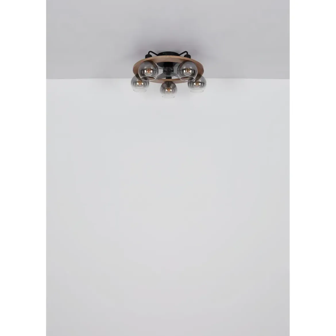 Ventilatore Soffitto con Luce 5 Bracci E27 3 Pale Nero Effetto Legno