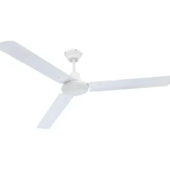 Ventilatore Soffitto con Luce 142 cm 3 Pale Metallo Bianco 3 Velocità