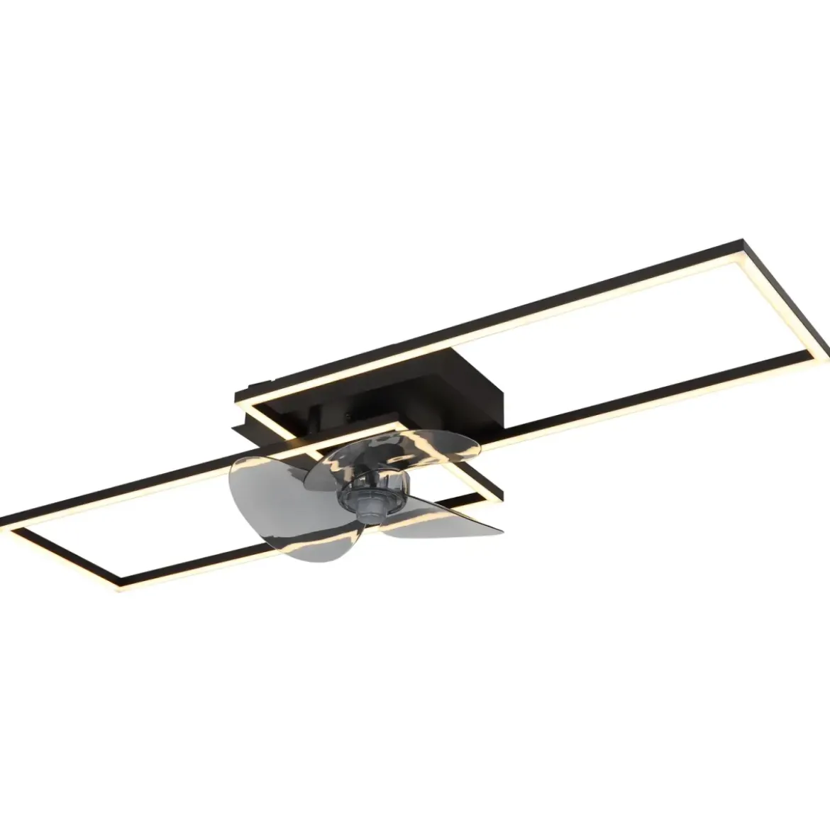 Ventilatore Soffitto con Luce LED Dimmerabile Metallo Nero Telecomando