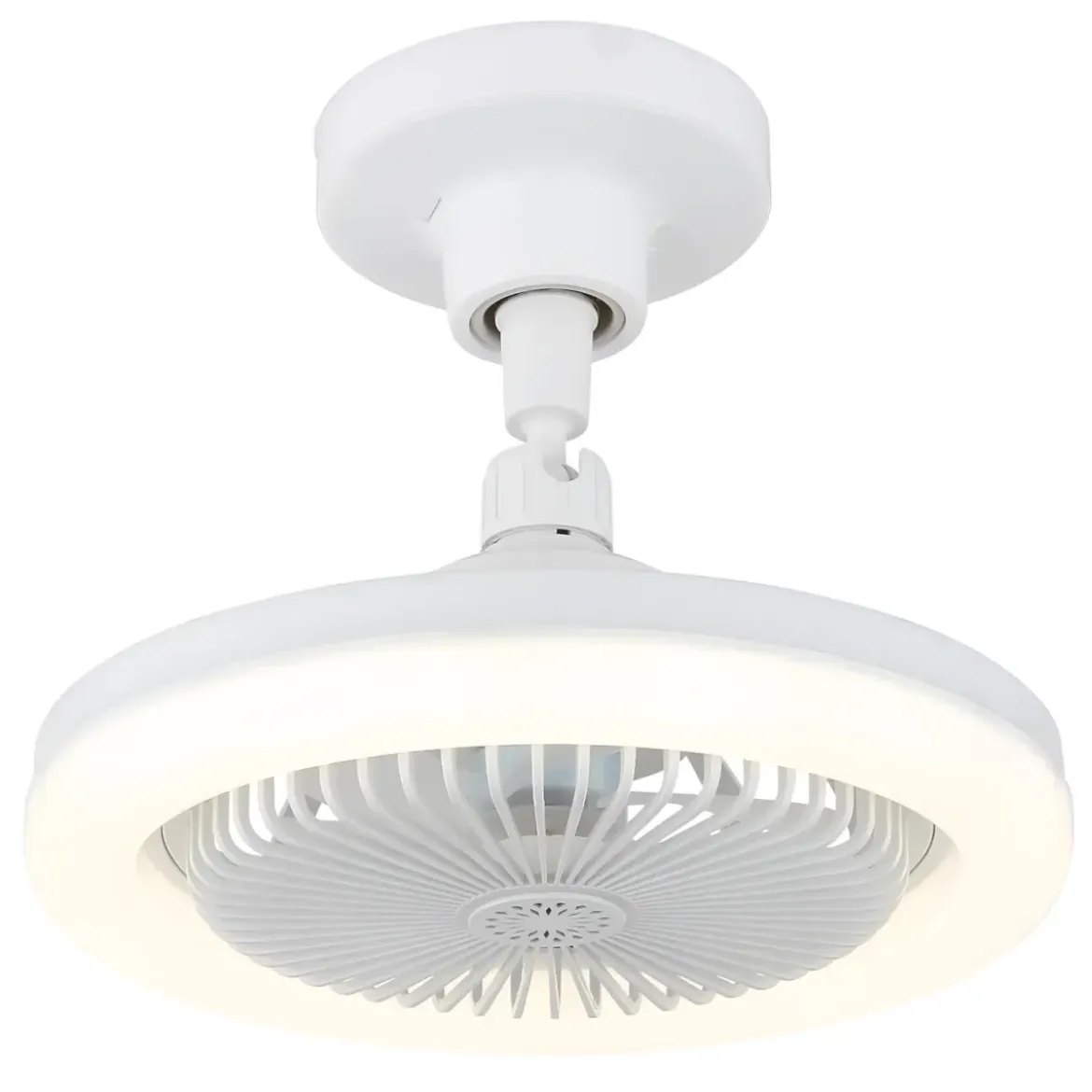 Ventilatore Soffitto con Luce LED Dimmerabile Bianco Tondo Telecomando
