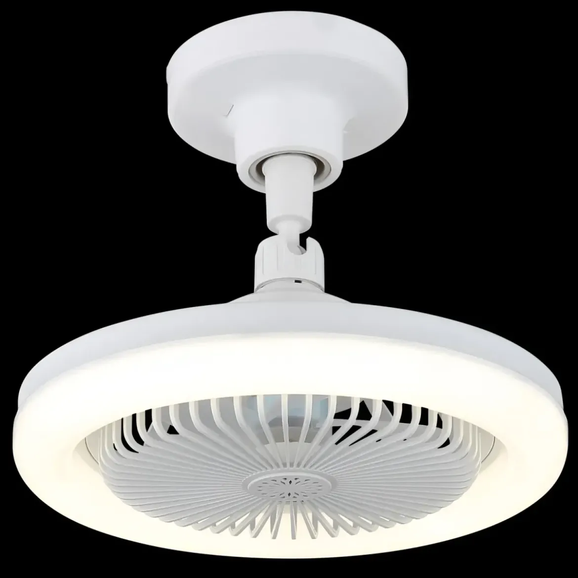 Ventilatore Soffitto con Luce LED Dimmerabile Bianco Tondo Telecomando