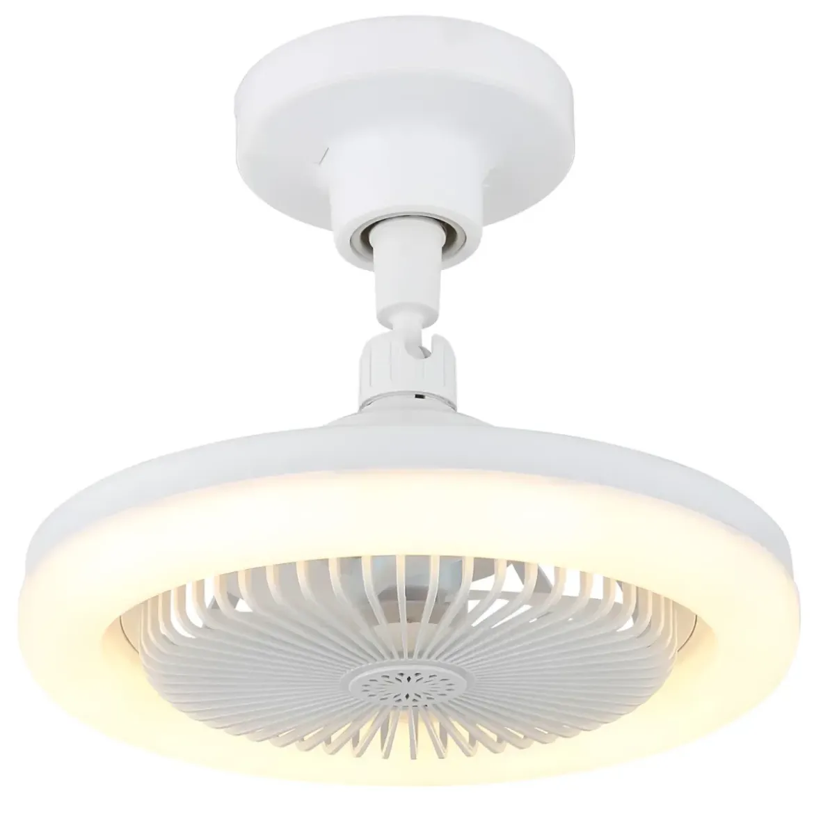 Ventilatore Soffitto con Luce LED Dimmerabile Bianco Tondo Telecomando
