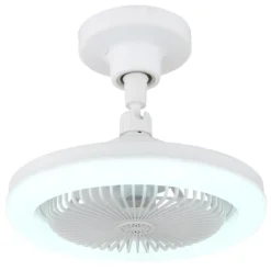 Ventilatore Soffitto con Luce LED Dimmerabile Bianco Tondo Telecomando