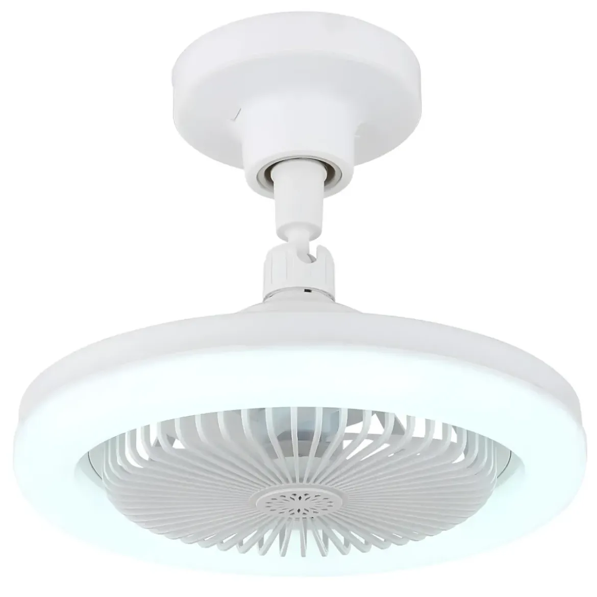 Ventilatore Soffitto con Luce LED Dimmerabile Bianco Tondo Telecomando