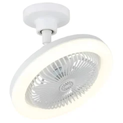 Ventilatore Soffitto con Luce LED Dimmerabile Bianco Tondo Telecomando