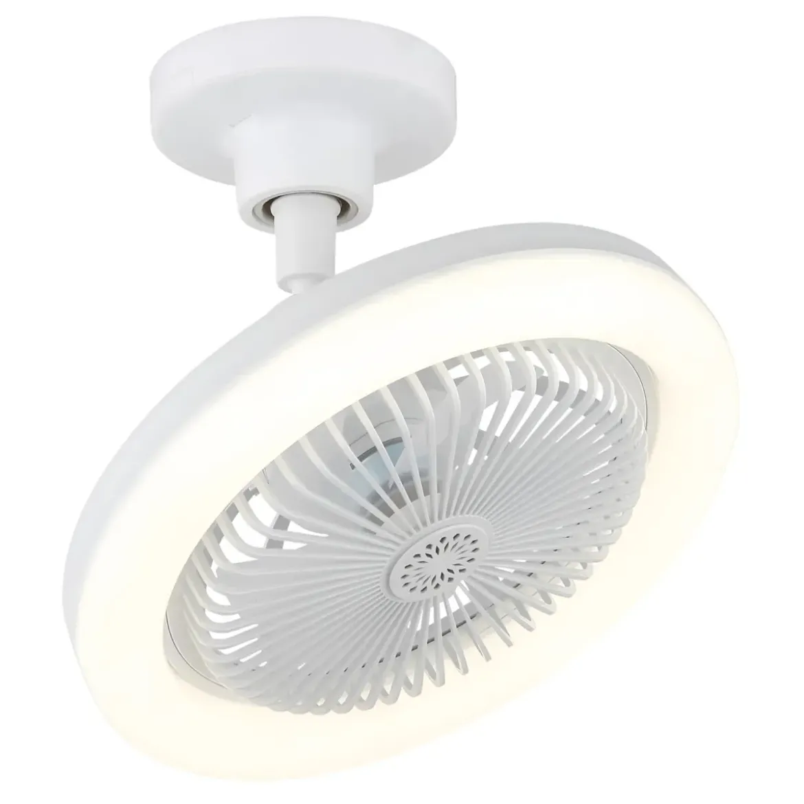 Ventilatore Soffitto con Luce LED Dimmerabile Bianco Tondo Telecomando