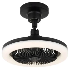 Ventilatore Soffitto con Luce LED Dimmerabile Nero Tondo Telecomando