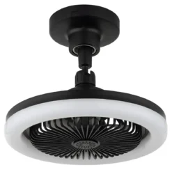 Ventilatore Soffitto con Luce LED Dimmerabile Nero Tondo Telecomando