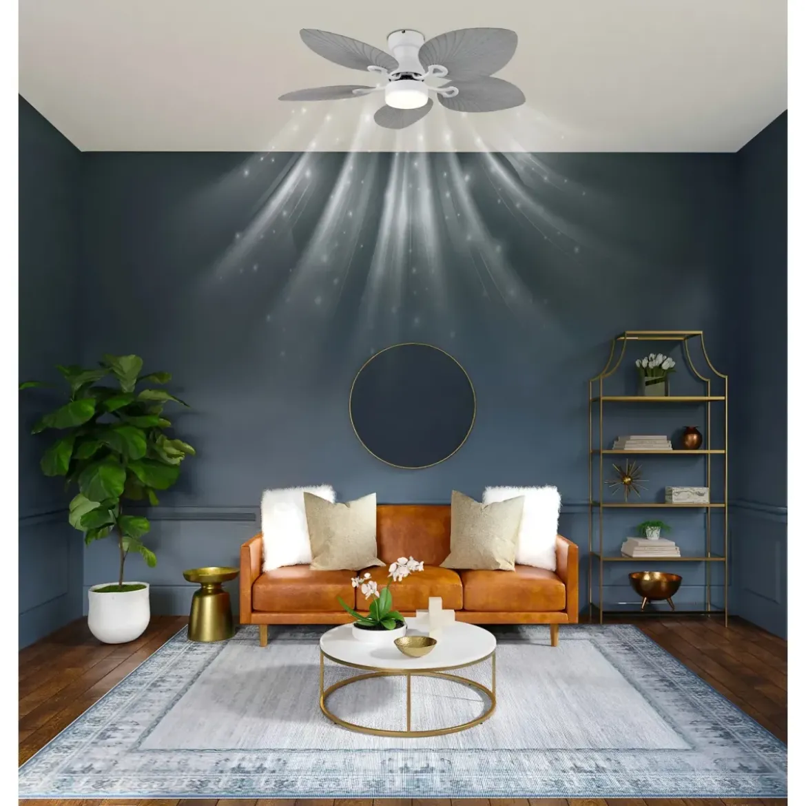 Ventilatore Soffitto con Luce Regolabile Bianco Grigio 22W Telecomando