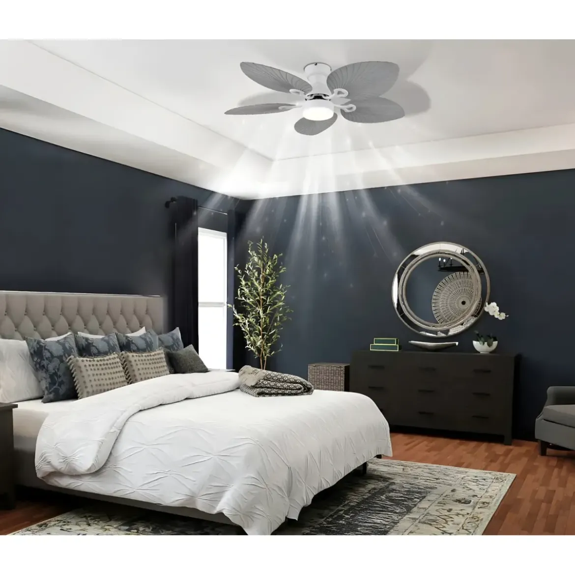 Ventilatore Soffitto con Luce Regolabile Bianco Grigio 22W Telecomando
