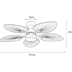 Ventilatore Soffitto con Luce Regolabile Bianco Grigio 22W Telecomando