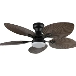 Ventilatore Soffitto con Luce Regolabile Nero Marrone 22W Telecomando