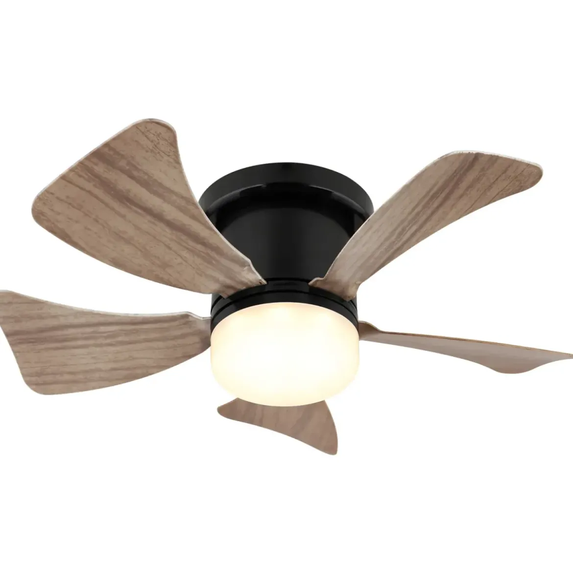 Ventilatore Soffitto con Luce CCT Regolabile Nero 5 Pale Effetto Legno