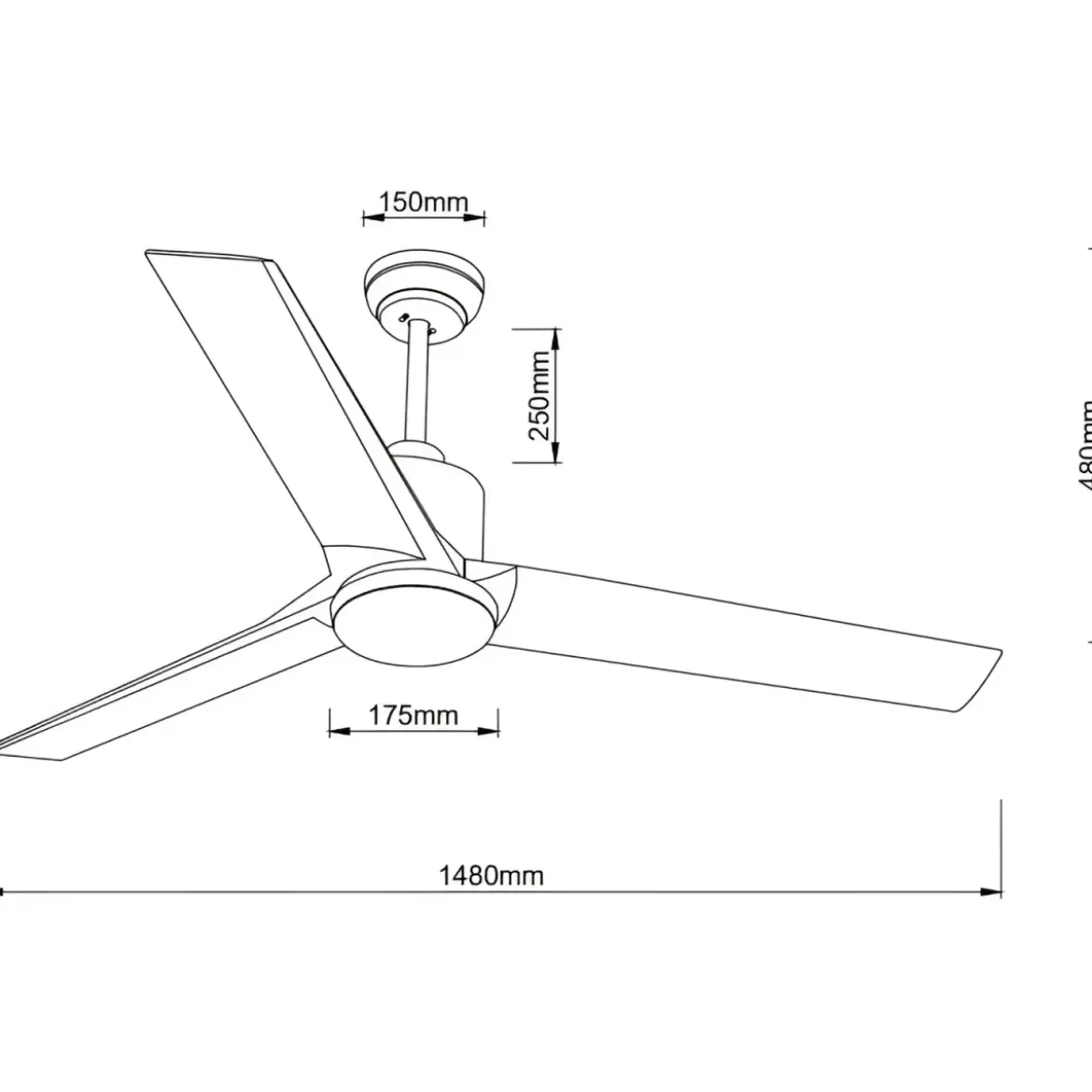 Ventilatore Soffitto con Luce Dimmerabile Grigio 3 Pale Effetto Legno
