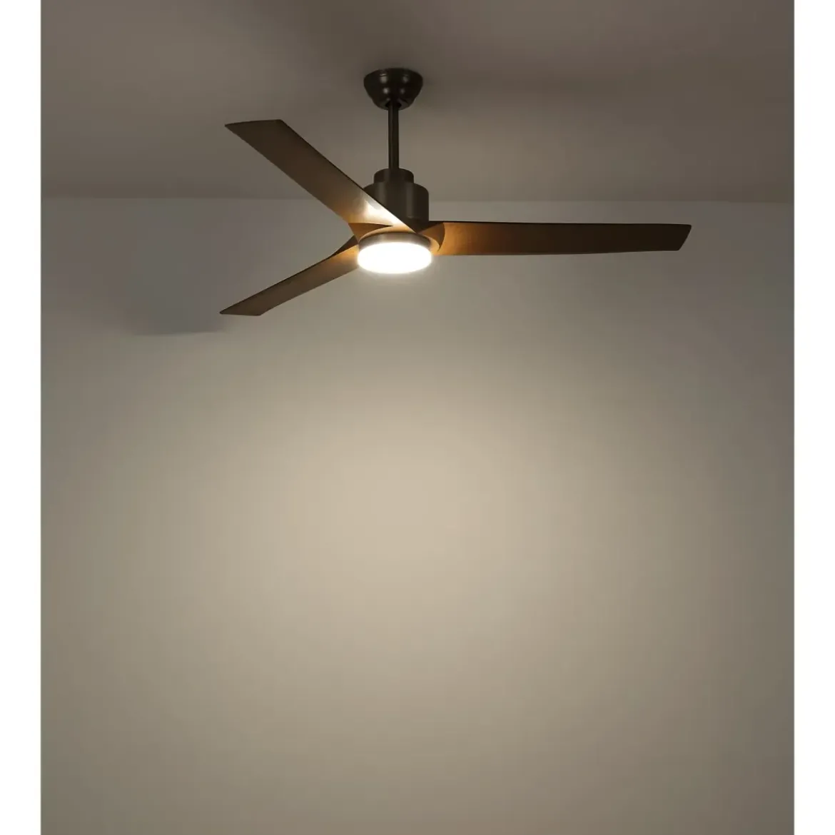 Ventilatore Soffitto con Luce Dimmerabile Grigio 3 Pale Effetto Legno