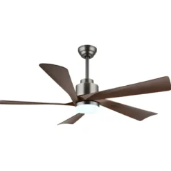 Ventilatore Soffitto con Luce Dimmerabile Grigio 5 Pale Effetto Legno