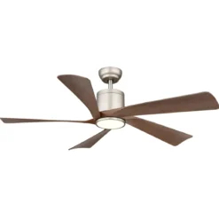 Ventilatore Soffitto con Luce Dimmerabile Grigio 5 Pale Effetto Legno