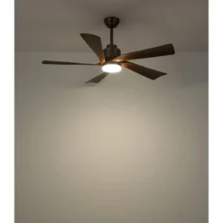Ventilatore Soffitto con Luce Dimmerabile Grigio 5 Pale Effetto Legno