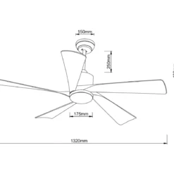 Ventilatore Soffitto con Luce Dimmerabile Grigio 5 Pale Effetto Legno